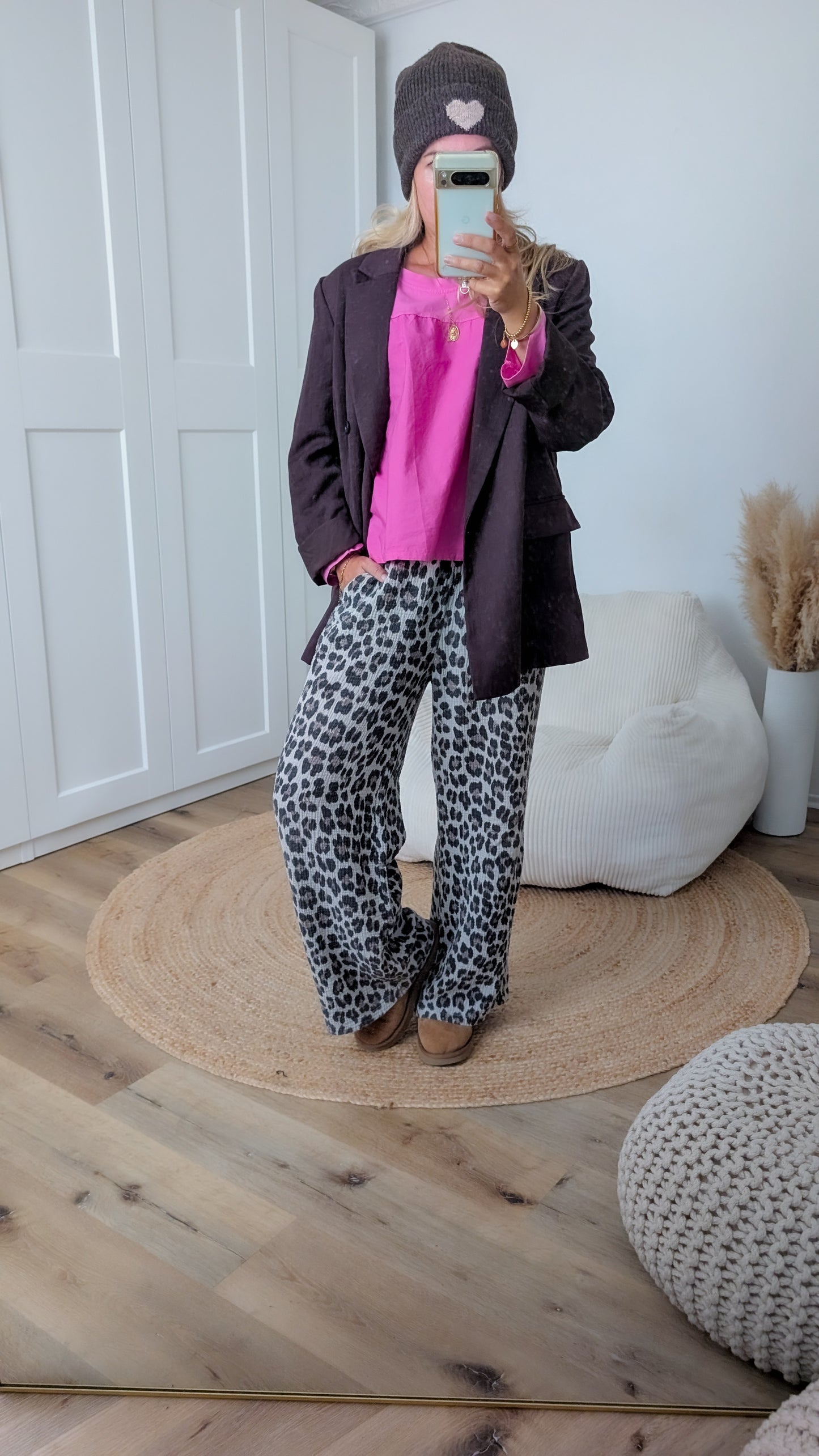 pinke Langarm Bluse