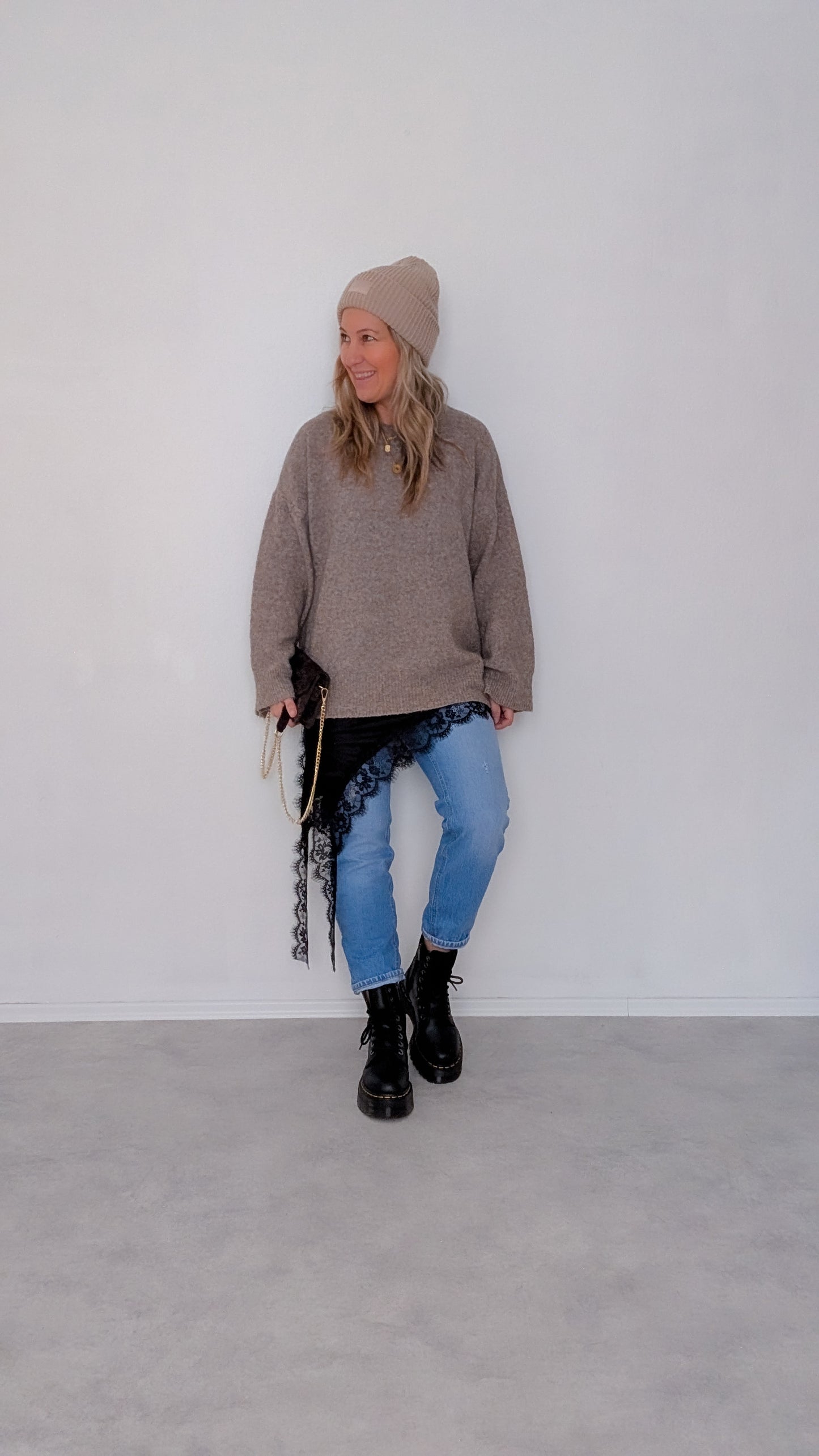 Satin Top schwarz & braun