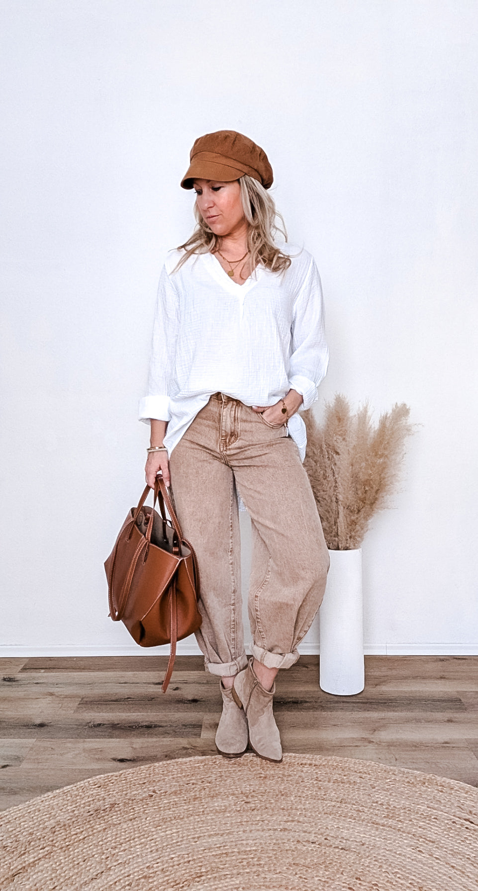 Barrel Jeans beige
