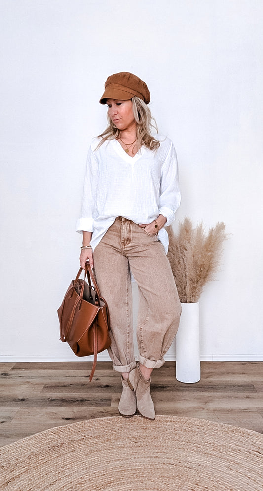 Barrel Jeans beige