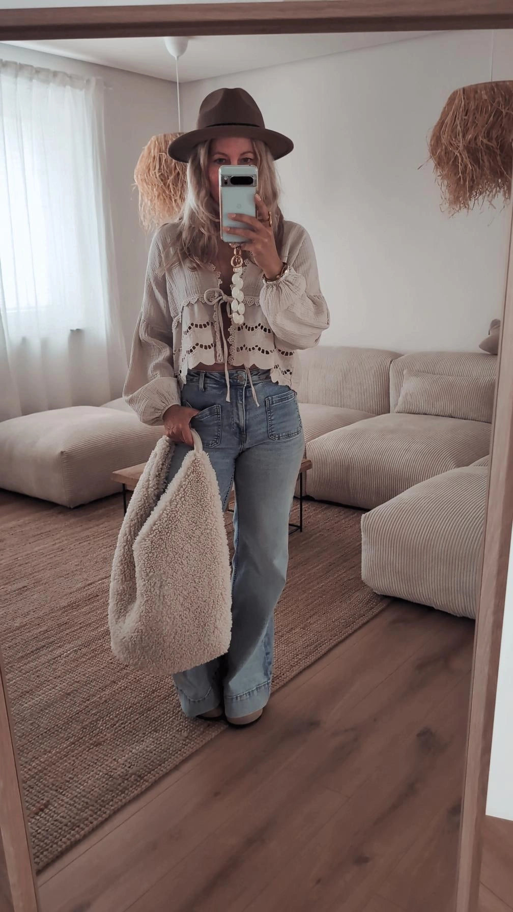 Musselin Bluse beige