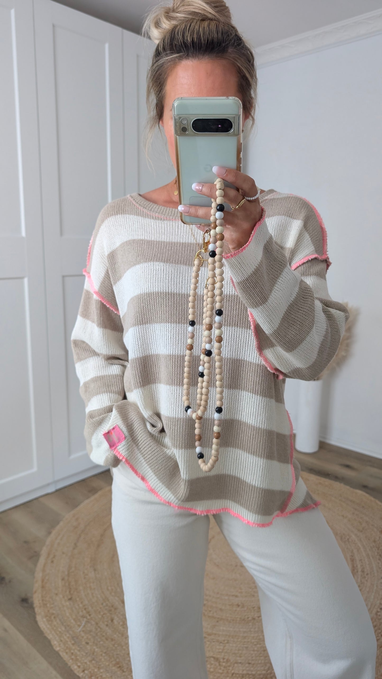 Pullover beige gestreift