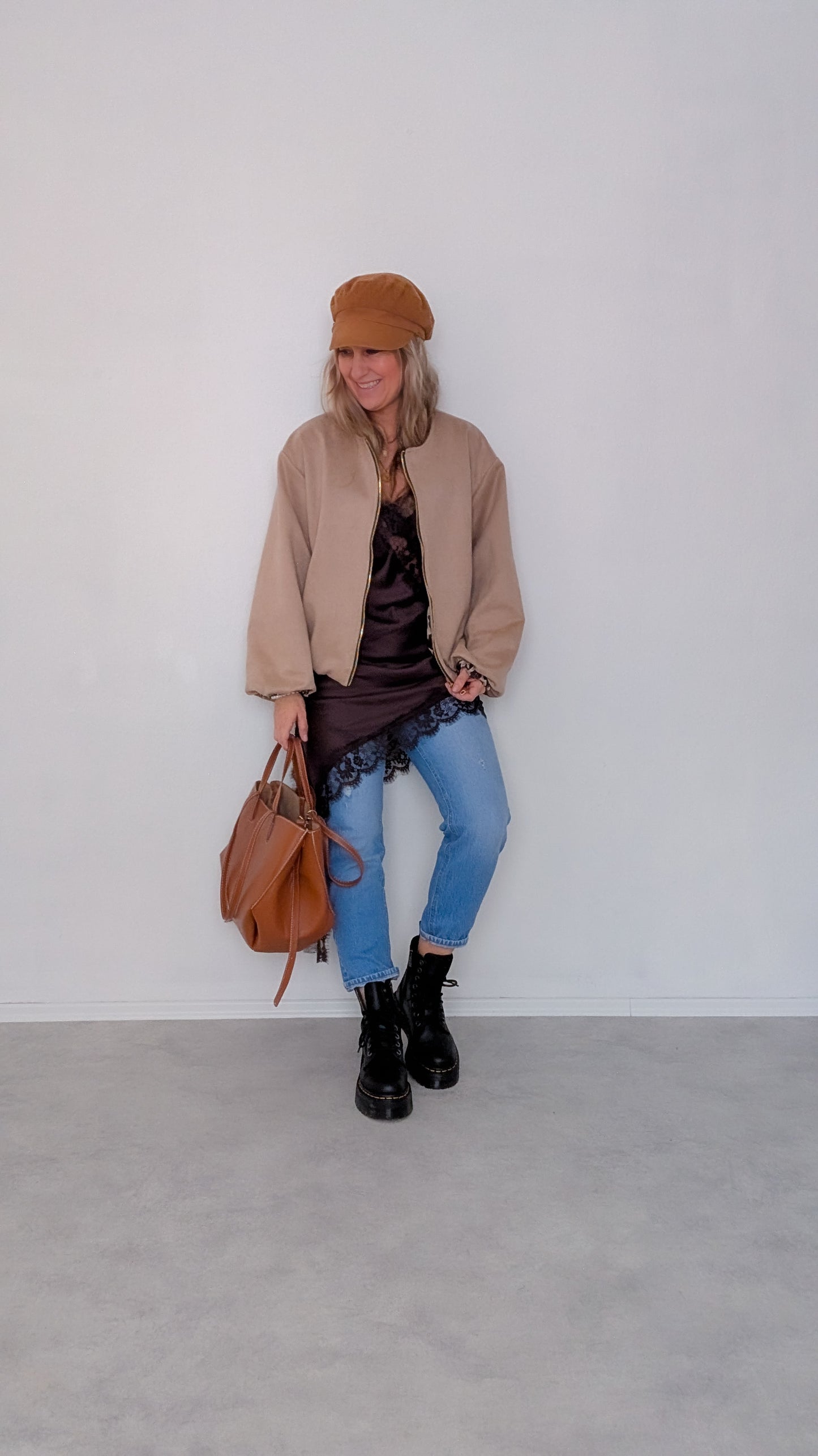 Satin Top schwarz & braun