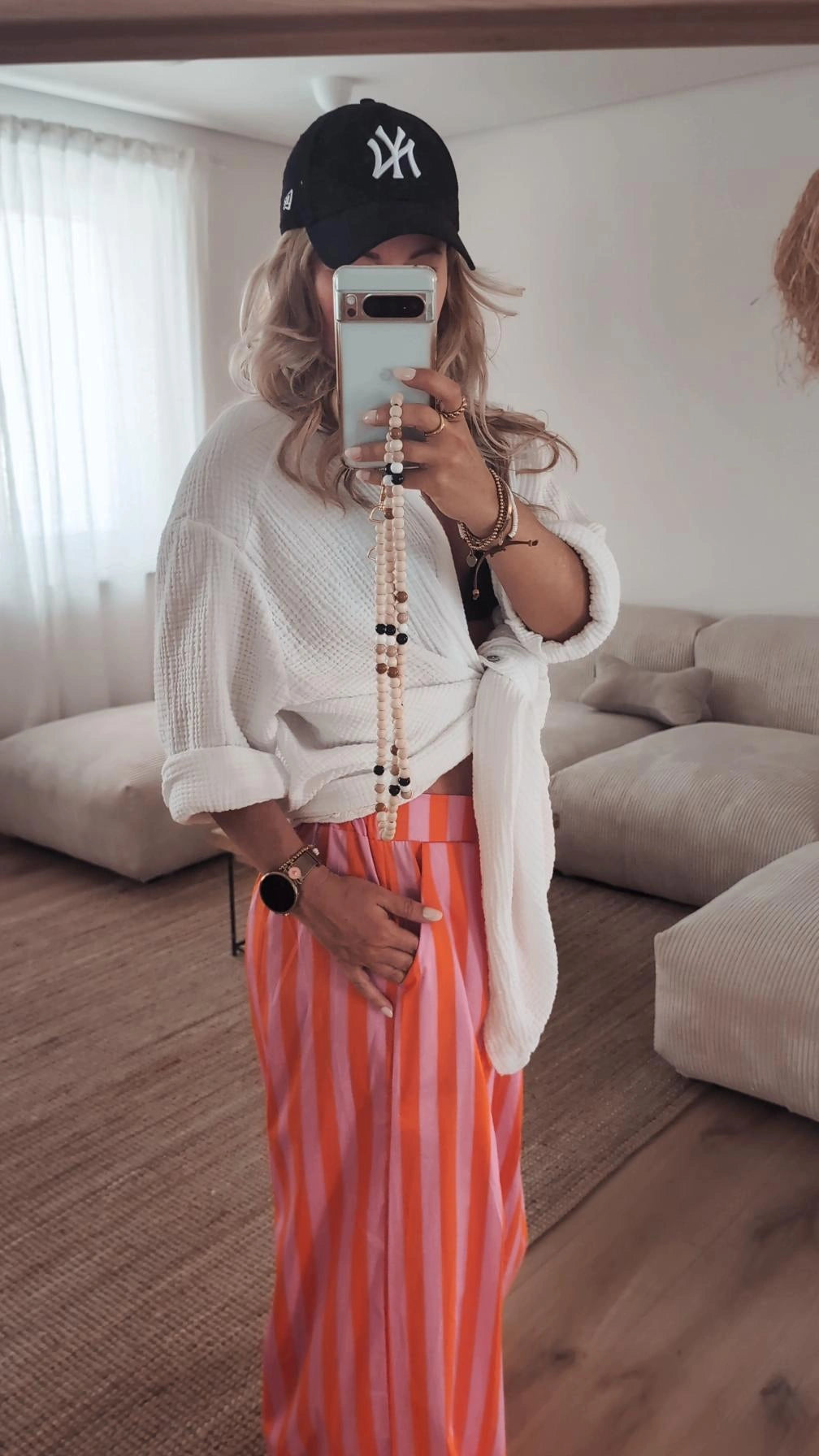 Hose rosa orange gestreift