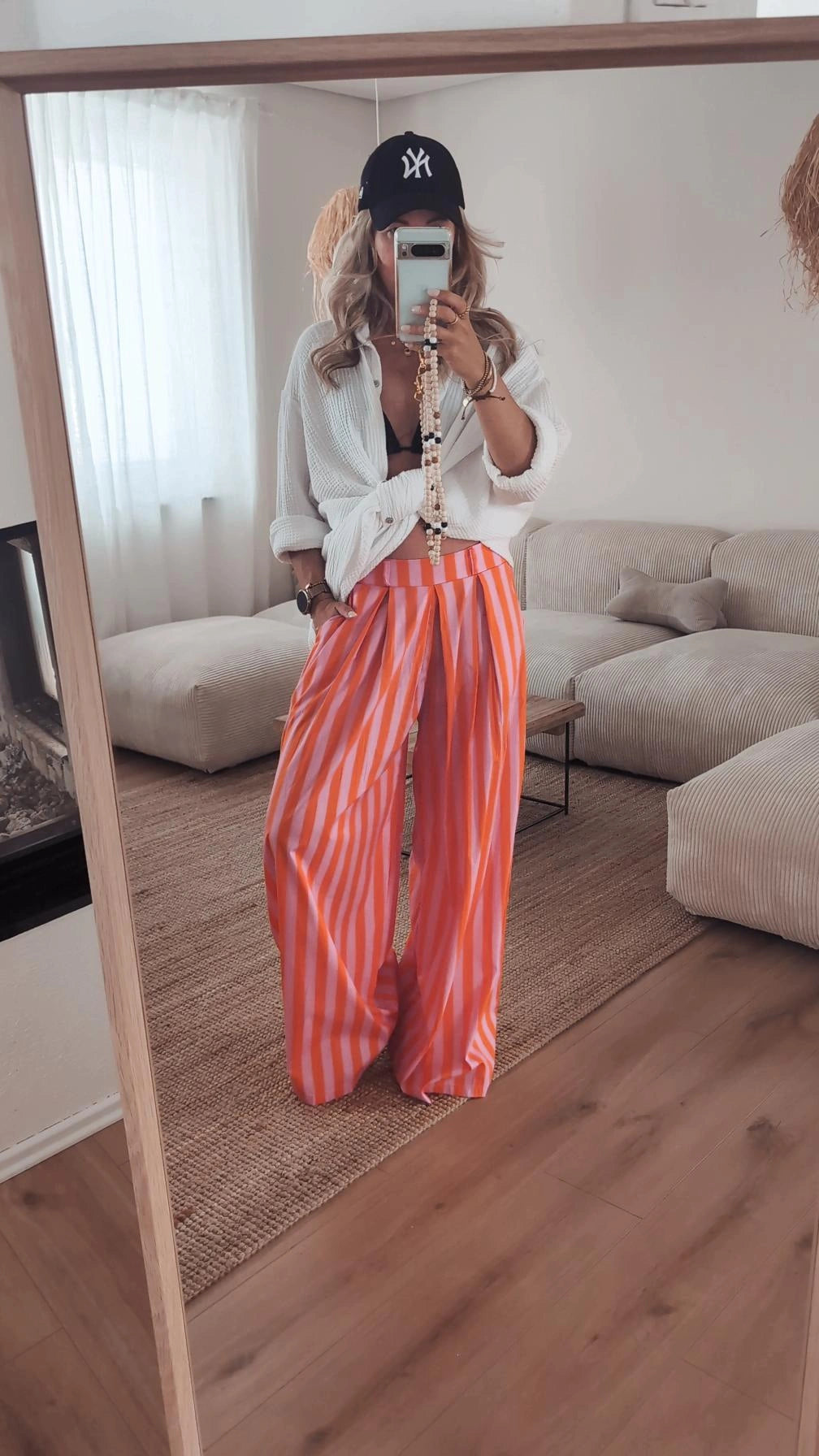 Hose rosa orange gestreift