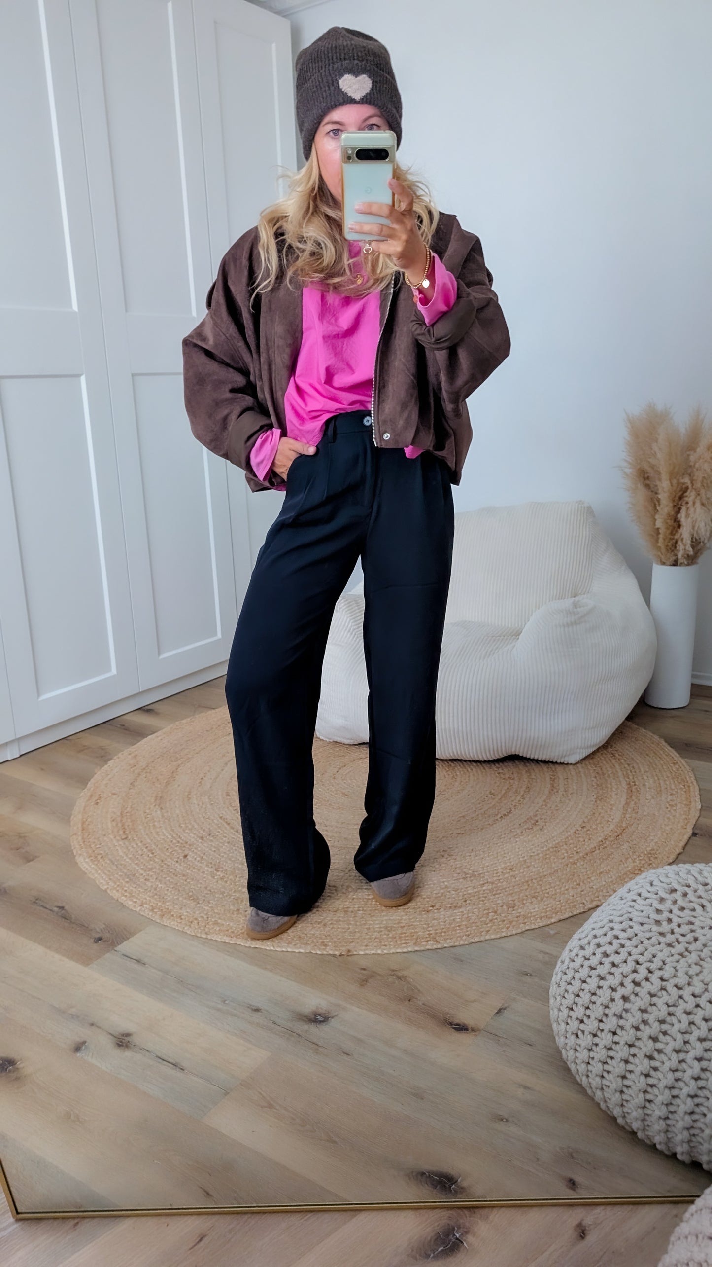 pinke Langarm Bluse