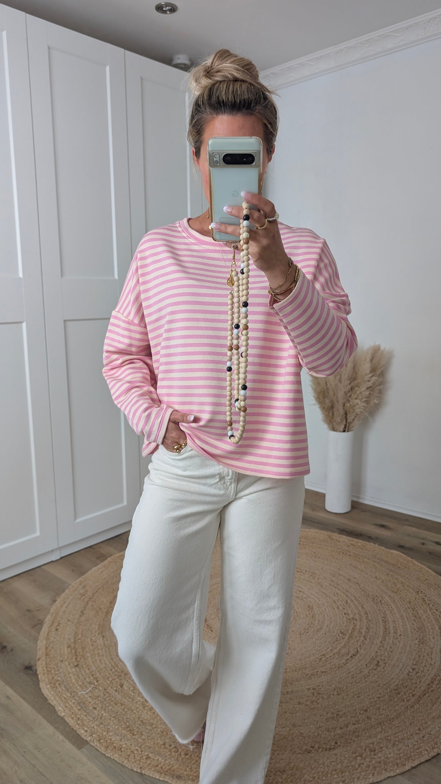 Pulli rosa creme gestreift