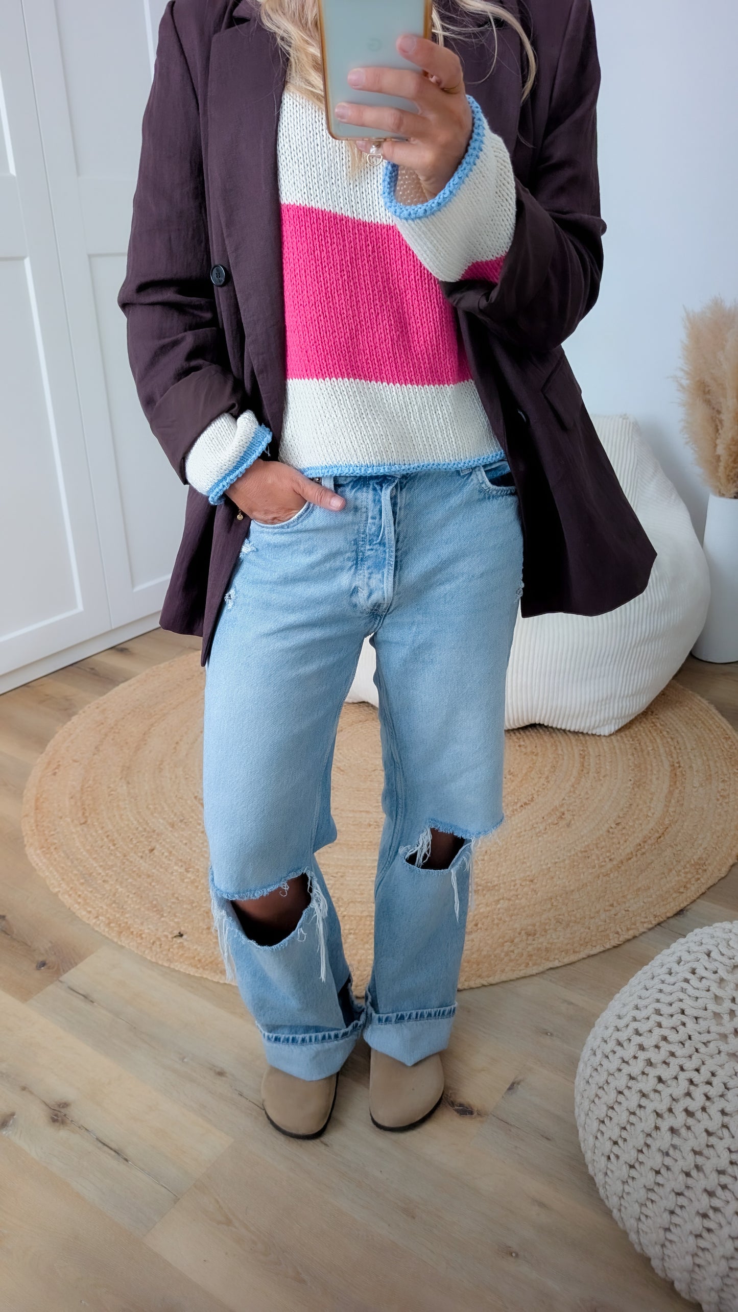 Pullover pink gestreift