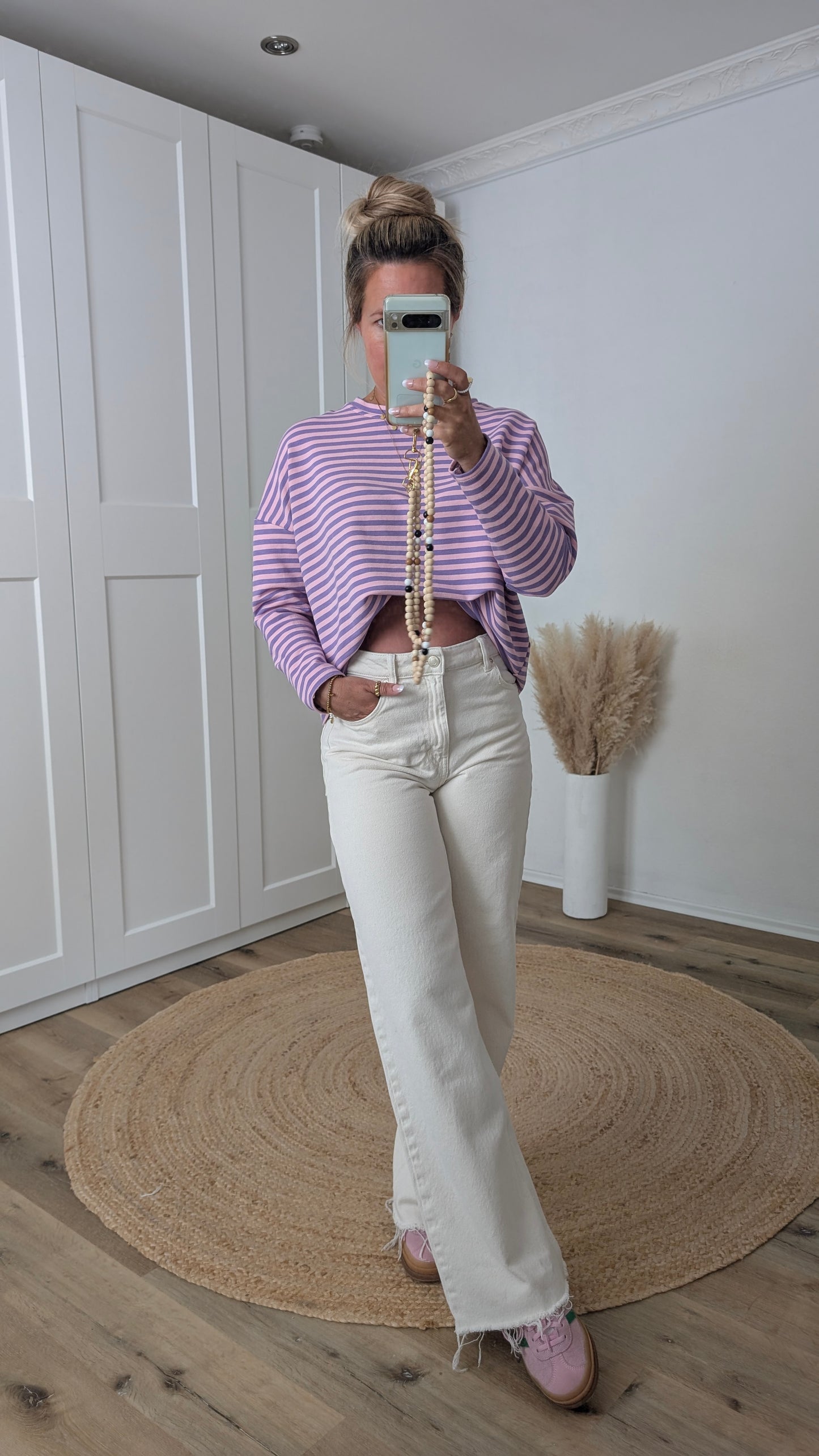 Pullover lila rosa gestreift