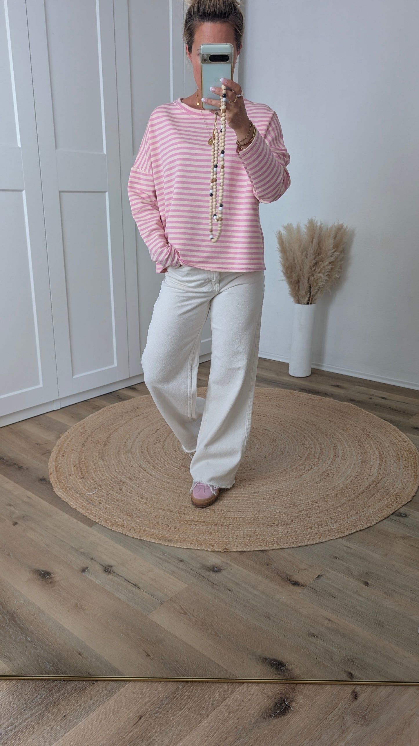 Pulli rosa creme gestreift