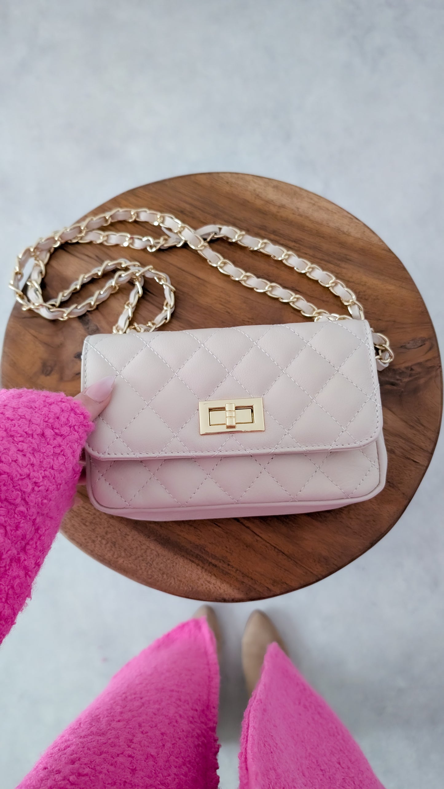 Ledertasche beige