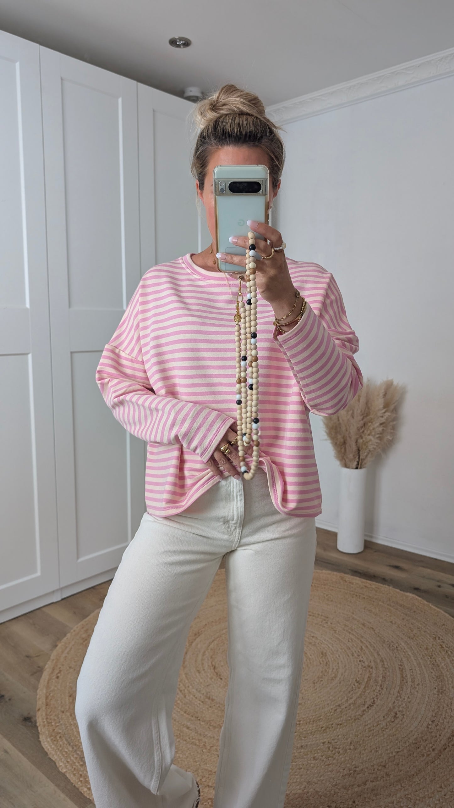 Pulli rosa creme gestreift