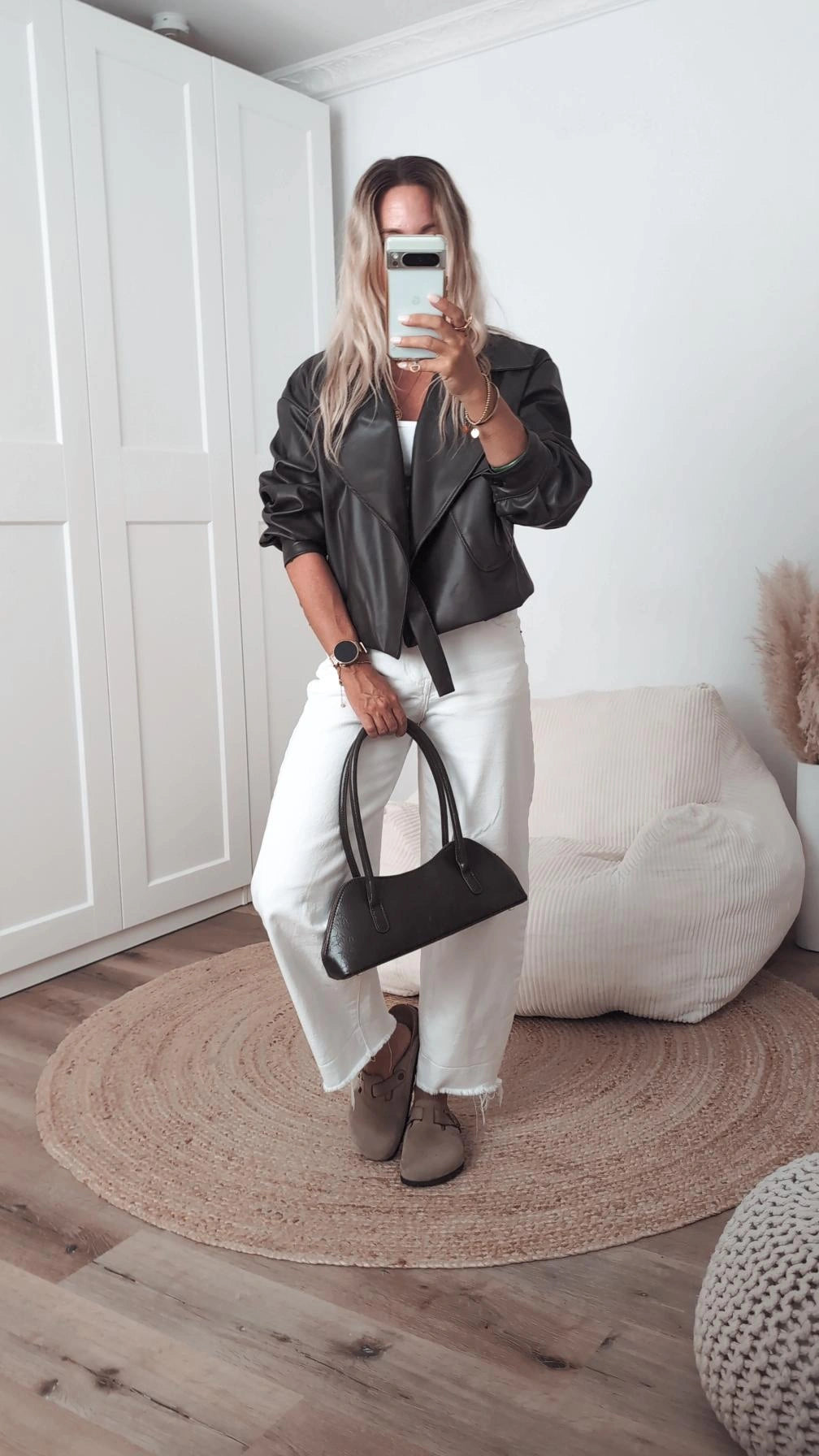 Kunstlederjacke khaki